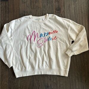 Ivory Embroidered Crewneck Sweatshirt Oversized XL
